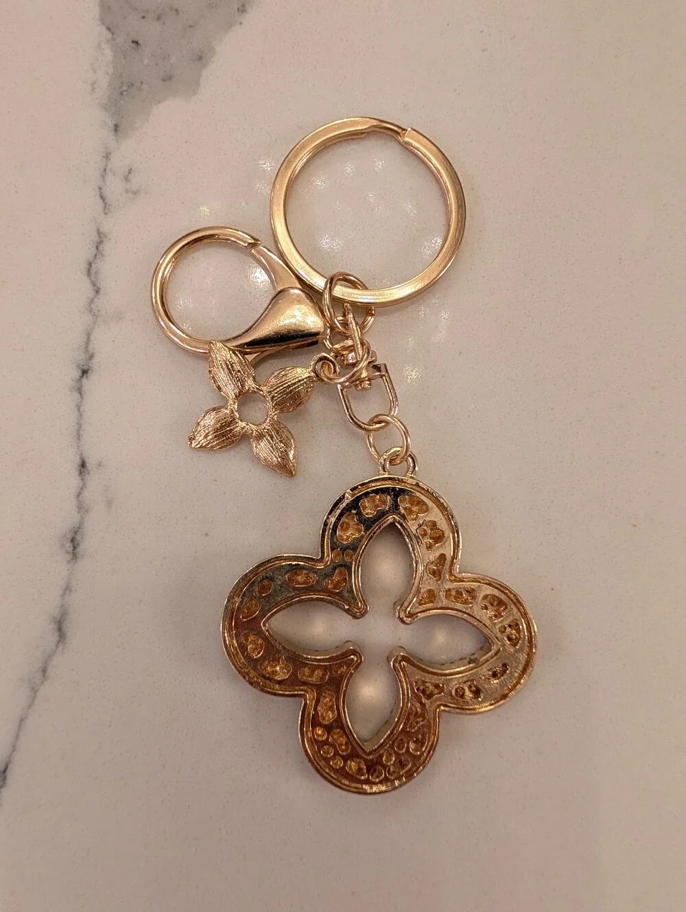 Gold And Pink Rhinestone Bag Charm/Key Chain